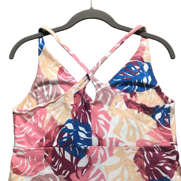 Patagonia Sundress Stretchy Cotton Criss Cross Back Lined Bodice Tropical Leaf - Picture 3 of 9